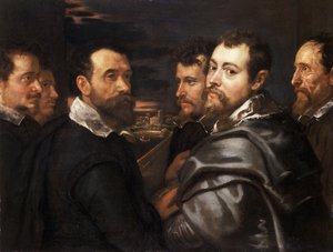 Selbstporträt im Kreis von Freunden aus Mantua