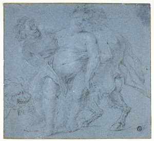 Silenus, unterstützt von zwei Satyrn