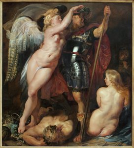 Die Krönung der Helden. Gemälde von Peter (Pieter) Paul Rubens (1577-1640), Öl auf Leinwand, um 1622. Flämische Kunst des 17. Jahrhunderts. München, Alte Pinakothek (Deutschland).