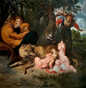Die Wölfin säugt Romulus und Remus