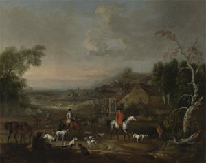 Der Reverend Jemmet Browne bei einem Treffen der Fuchsjagd, c.1730 von Peter Tillemans