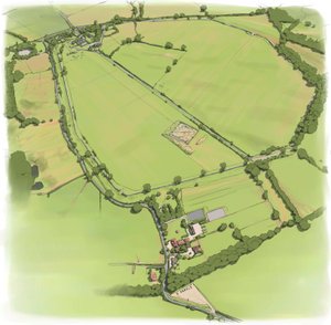 Luftaufnahme der römischen Stadtmauern von Silchester aus Nordwesten