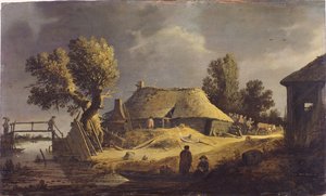 Landschaft mit Bauernhaus