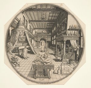 Heinrich Khunrath, Alchemist von Leipzig, in seiner Bibliothek