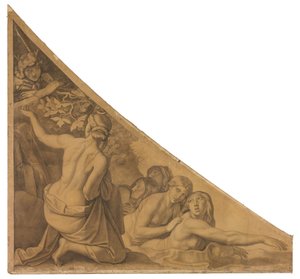 Artemis, von Aktaion überrascht. Karton zu den Deckenbildern der Münchner Glyptothek