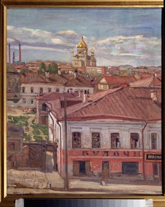 Blick auf Moskau. Gemälde von Pjotr Iwanowitsch Petrowitschew (1874-1947), ca. 1900 von Petr Ivanovic Petrovichev