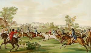 Pferderennen - farbige Gravur von Debucourt