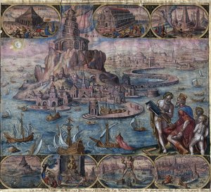 Der Leuchtturm von Alexandria (aus der Serie "Die achten Wunder der Welt") von Philip (after) Galle