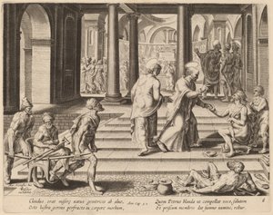 Die Heiligen Petrus und Johannes heilen einen Krüppel am Tempeltor