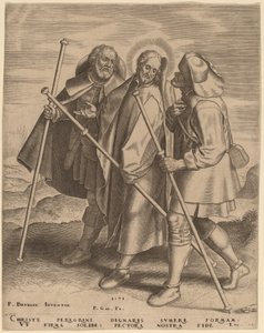 Christus und seine Jünger auf dem Weg nach Emmaus von Philip Galle after Pieter Bruegel the Elder