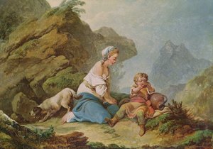 Hagar beobachtet ihren Sohn beim Trinken von Philippe Jacques de Loutherbourg