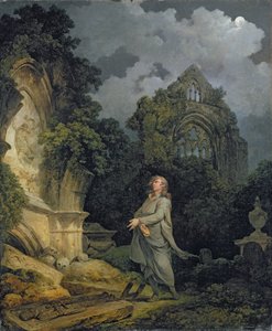 Besucher auf einem mondbeschienenen Kirchhof von Philip James de Loutherbourg