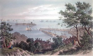 Die königliche Staffel vor Anker, 2. September 1846, aus dem Besuch von Königin Victoria in Jersey, graviert von H. Walter von Philip John (after) Ouless