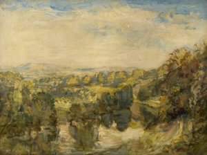 Der Fluss Teme, Abend, in der Nähe von Ludlow - Die Clee Hills in der Ferne von Philip Wilson Steer