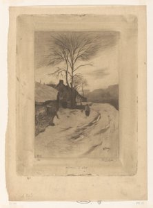 Bauernhöfe entlang einer Straße mit kahlen Bäumen von Philip Zilcken (signed by artist)