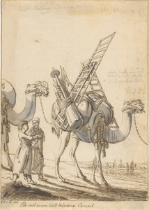 Ein mit einem Zelt beladenes Kamel
