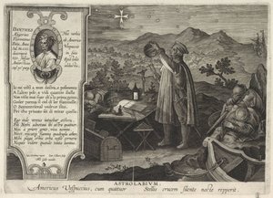 Amerigo Vespucci entdeckt das Sternbild Kreuz des Südens mit einem Astrolabium