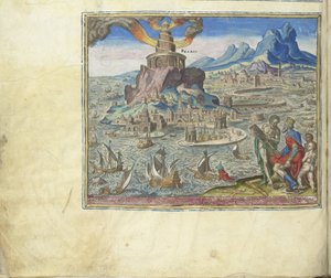 Der Leuchtturm von Alexandria aus der Serie Die achten Weltwunder, 1572 von Philipp Galle