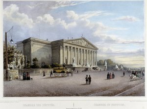 La Chambre des Députés (Nationalversammlung) - in "Promenade dans Paris et ses environs", entworfen von Jacottet und Benoist, ca. 1840 von Philippe Benoist