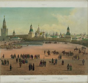 Die Basilius-Kathedrale am Roten Platz in Moskau aus einer Panoramansicht von Moskau in 10 Teilen, ca. 1848 von Philippe Benoist