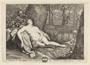 Schlafende Nymphe von einem Satyr beobachtet von Philippe Lambert Joseph Spruyt