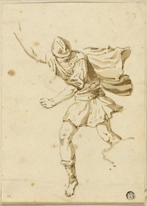 Rennender römischer Krieger, zeigt mit der rechten Hand nach oben von Philippe Louis Parizeau