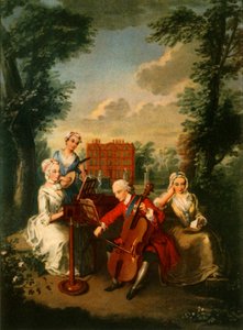 Prinz Friedrich Ludwig, Prinz von Wales, spielt das Cello im Kew Palace, ca. 1733-1750, 1942 von Philippe Mercier