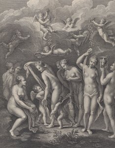 Hera, Aphrodite und Athena bereiten sich auf den Schönheitswettbewerb vor, ca. 1729-40