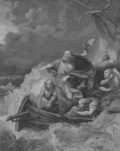 Christus stillt den Sturm, Matthäus 8, Vers 23-28 (Gravur) von Philippe de (after) Loutherbourg