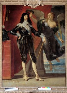 Ganzkörperporträt von Ludwig XIII. (1601-1643), gekrönt von Victory. Gemälde von Philippe de Champaigne (1602-1674) von Philippe de Champaigne