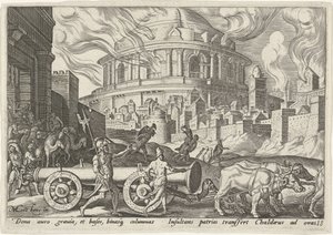 Die Chaldäer nehmen die Säulen des Tempels von Jerusalem mit von Philips Galle