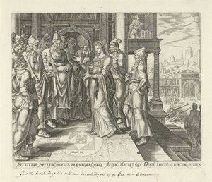 Judith ermahnt die Führer von Betulia von Philips Galle