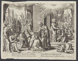 St. Peter, St. Johannes und St. Philipp legen den Getauften in Samaria die Hände auf