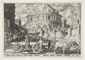 Die Chaldäer tragen die Säulen des Tempels von Jerusalem weg von Philips Galle