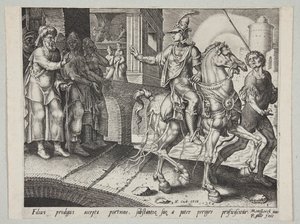 Der verlorene Sohn verlässt das Haus seines Vaters von Philips Galle