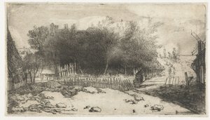 Landschaft mit einem weißen Zaun
