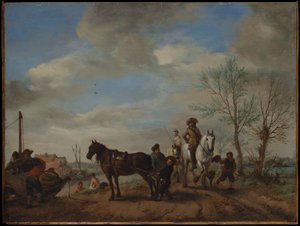 Ein Mann und eine Frau zu Pferd von Philips Wouwerman