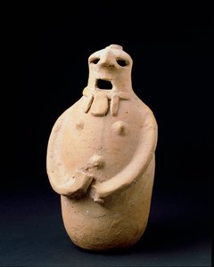 Phönizische Zivilisation: ovale Terrakotta-Statuette von Isla Plana (Ibiza). 5. Jahrhundert v. Chr. Dim. 24,7 cm. Ibiza, Archäologisches Museum von Phoenician