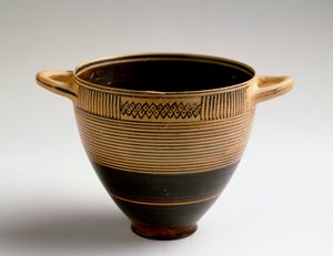 Phönizische Kunst: Kotyl-Typ Schale aus bemaltem Ton. Aus Lauritia (Almuñécar in Spanien). Dim. 8x9,2 cm. Granada, Archäologisches Museum von Phoenician Phoenician