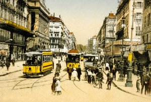 Die Cannebiere mit Straßenbahnen, Marseille, Frankreich, ca. 1900 von Photographer French