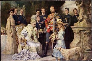 Kaiser Wilhelm II., Auguste Viktoria, Viktoria Luise, Windhund, Preußen von Photographer German