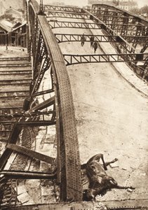 Durchbruch der alliierten Armeen in Ostgalizien: Fußgängerbrücke über die von Russen gesprengte Eisenbahn in Ternopil von Photographer German