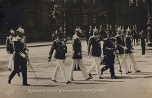 Kaiser Wilhelm II. und seine Söhne (s/w Foto)