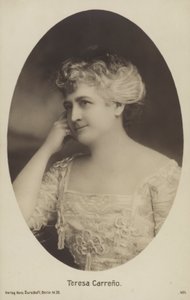 Teresa Carreño, venezolanische Pianistin, Sängerin, Komponistin und Dirigentin (s/w Foto) von Photographer German