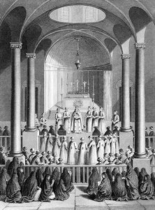 Gottesdienst nach der armenischen Kirche, graviert von T. Brown, aus 