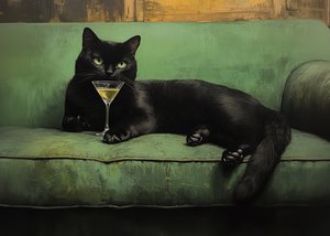 Ruhende Katze Grünes Sofa Martini 001