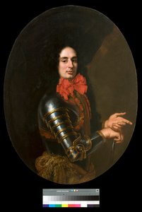 Porträt eines Gentlemans mit Rüstung und rotem Schal von Pier Francesco Cittadini