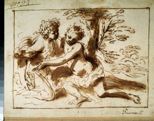 Zwei Figuren in einer Landschaft