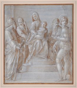 Die Jungfrau und das Kind auf dem Thron mit Heiligen, ca. 1525 von Pier Francesco & Puligo Domenico (1492 1527) Foschi