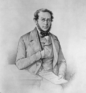 Porträt von Pierre-Joseph Proudhon (1809-1865), französischer Politiker, Philosoph und Anarchist, Zeichnung von Colletti